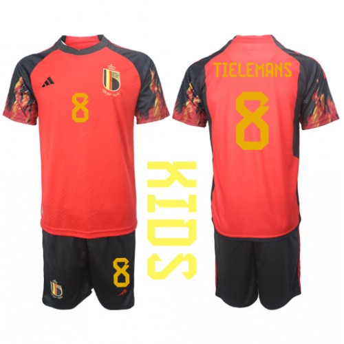 Otroški Nogometni dresi Belgija Youri Tielemans #8 Domači SP 2022 Kratek Rokav (+ Kratke hlače)
